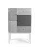 White and Grey Mix Cabinet With 3 Doors and 2 Drawers