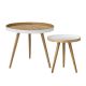 Cappuccino Coffee Tables, Bamboo/White, Set of 2