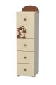 Teddy Bear Children's Narrow Chest Of Drawers (5 drawers)