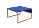 Coffee table with blue top and solid oak legs