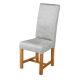 Kensington Satin Fabric Dining Chair with Solid Oak Legs - Lightgrey