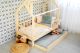 Wooden Kids House Bed With High Trundle Bed Drawer & Safety Rail