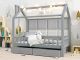 house bed with bottom drawers in grey