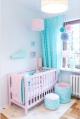 Pink and mint children`s blanket in stars
