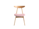 Modern Oak Dining Chair With Pink Seating & Wooden Back