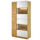 Modern Display Cabinet - High Gloss White & Oak