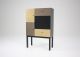 Black/Oak/Bronze Cabinet with 3 Doors and 2 Drawers