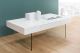 White Modern Coffe Table With Drawer And Glazed Legs