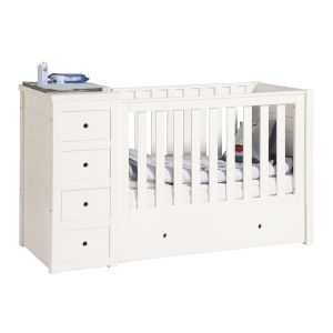 Wooden 3 in 1 Cot Bed in White, Grey or Cream