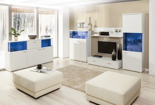 modern living room in high gloss white